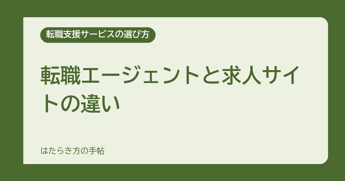 転職エージェントと求人サイトの違い｜どっちを使えばいい？向いている人と使い分け
